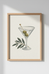 Minimalist Olive Martini Wall Art Print | Kitchen Decor | Neutral Poster