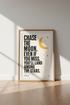 Chase The Moon | Retro 70s Celestial Quote Art, Music Room Decor Poster