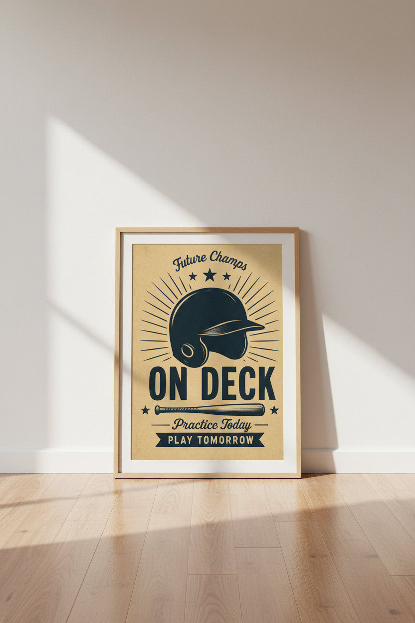 Vintage Baseball Wall Art Print | Nursery Playroom Decor | Retro Sports Poster