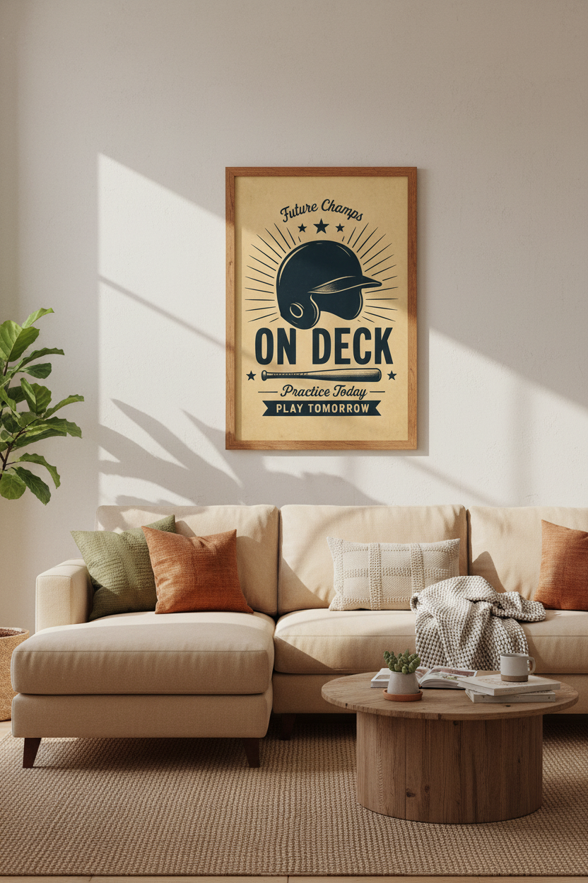 Vintage Baseball Wall Art Print | Nursery Playroom Decor | Retro Sports Poster