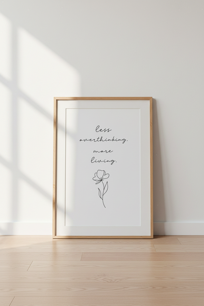 Minimalist Flower Quote Wall Art | Botanical Line Art, Home Office Decor