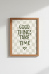 Good Things Take Time Wall Art | Sage Green Checkerboard, Aesthetic Room Decor