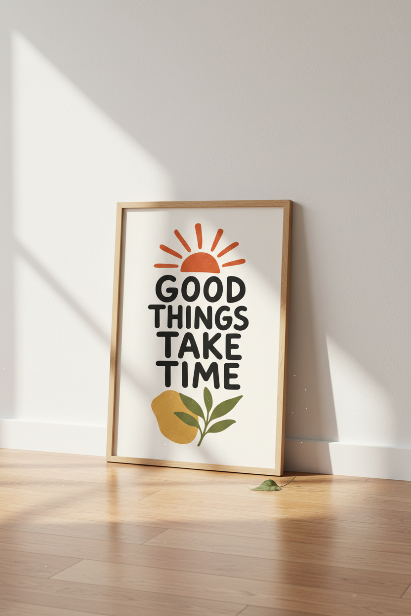 Good Things Take Time Wall Art | Boho Sun Poster, Office Decor