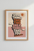 Good Things Take Time Retro Quote | Orange Pink Pastel, Office Decor Poster