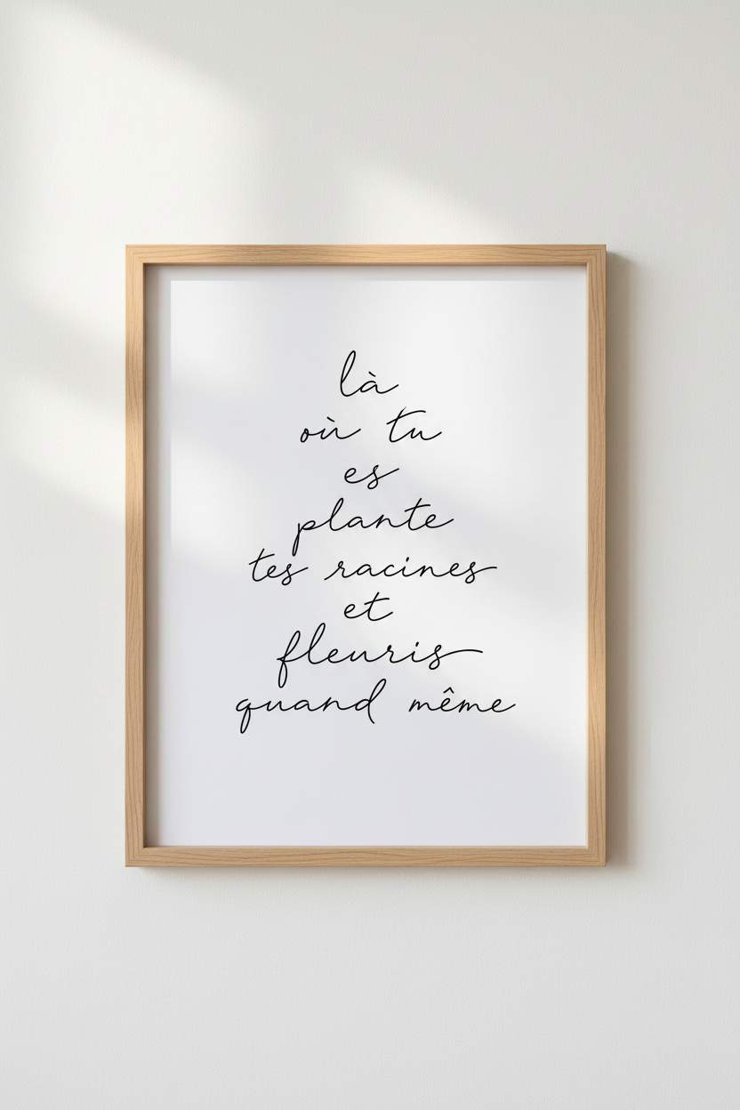 French Quote Wall Art | Minimalist Bloom Quote Print, Living Room Decor