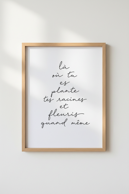 French Quote Wall Art | Minimalist Bloom Quote Print, Living Room Decor