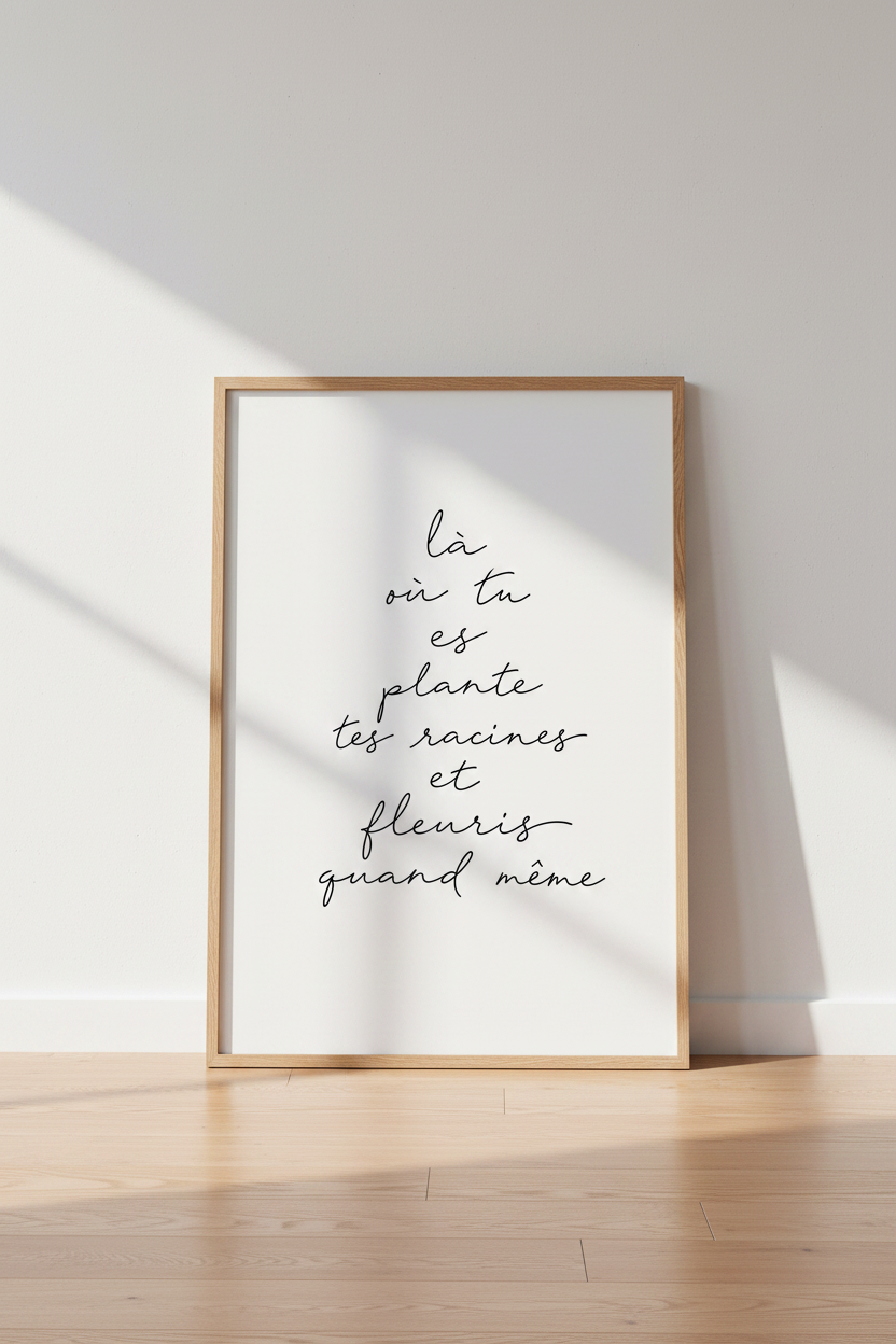 French Quote Wall Art | Minimalist Bloom Quote Print, Living Room Decor