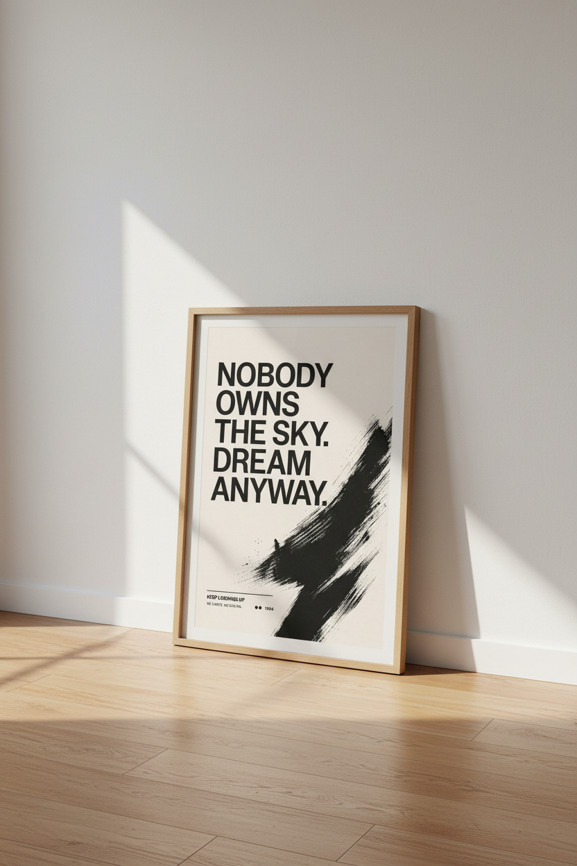 Nobody Owns The Sky Print | Bold Motivational Poster, Modern Office Wall Art