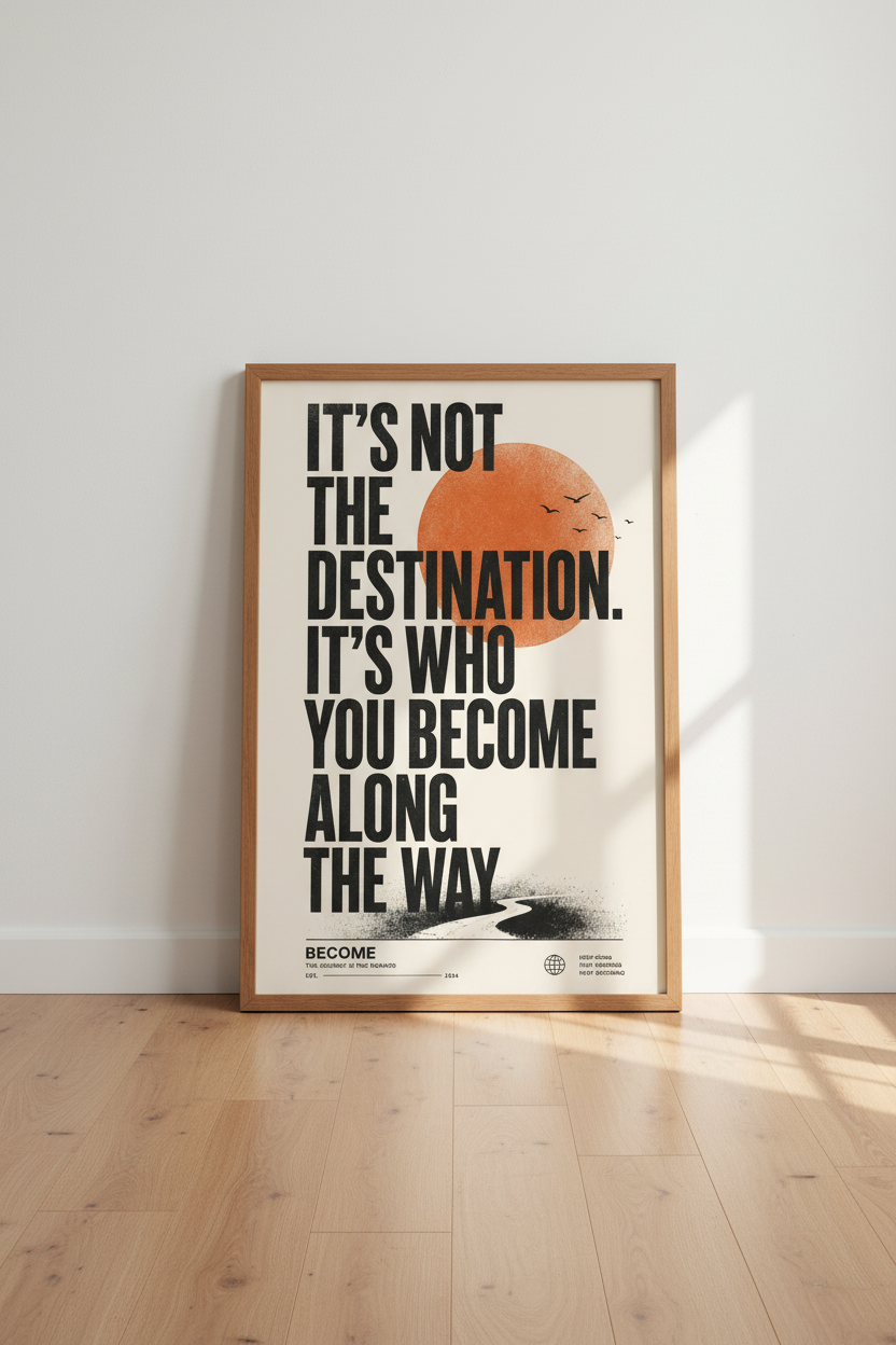 The Journey Quote Wall Art | Motivational Typography, Modern Vintage Home Office Decor