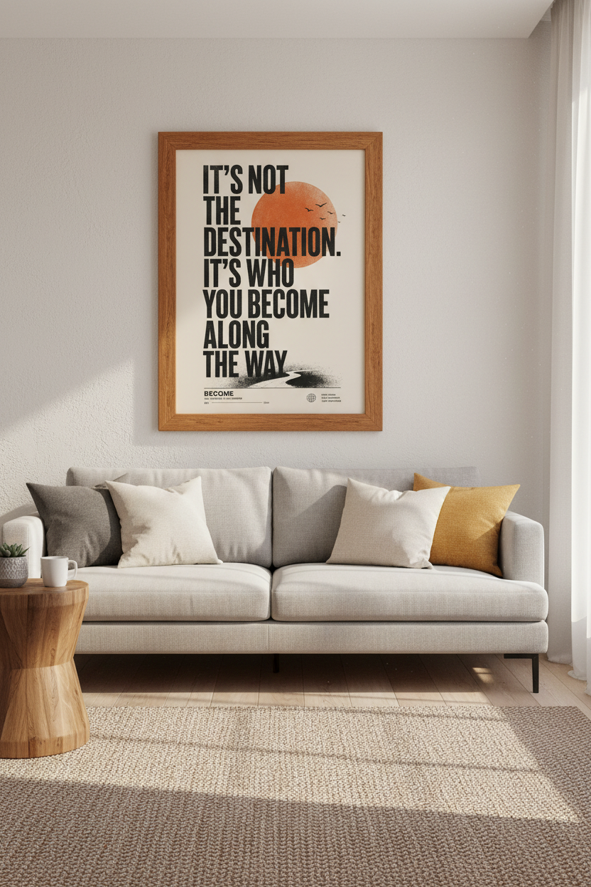 The Journey Quote Wall Art | Motivational Typography, Modern Vintage Home Office Decor