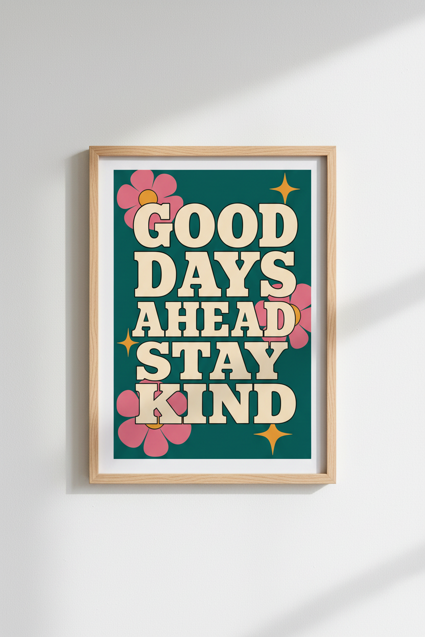 Retro Quote Wall Art Print | Vintage Typography Poster, Colorful Dorm Decor