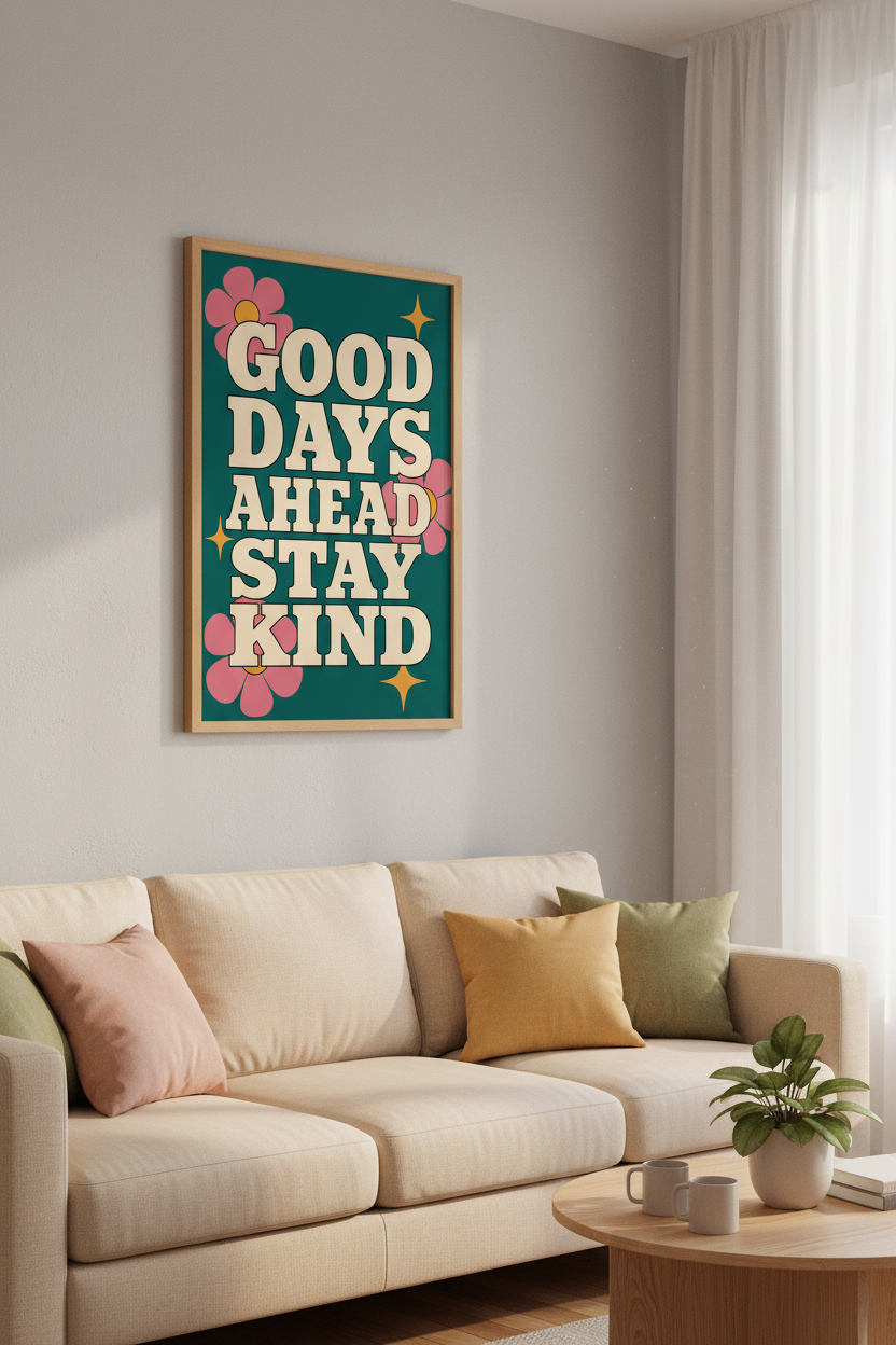 Retro Quote Wall Art Print | Vintage Typography Poster, Colorful Dorm Decor
