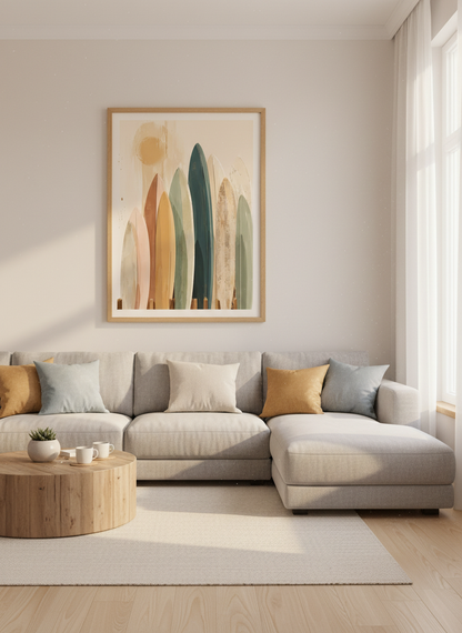 Surfboard Wall Art Print | Coastal Decor, Beach House Aesthetic, Boho Surfer Poster