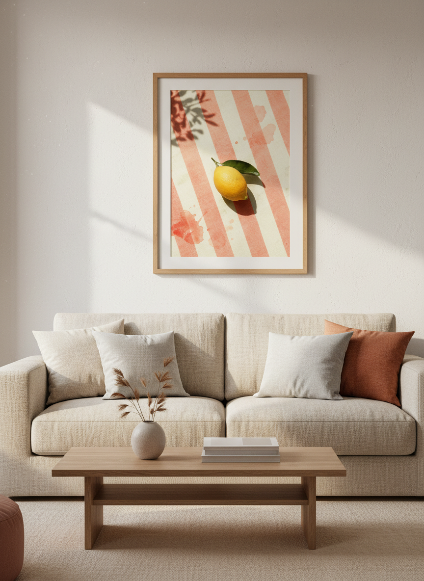 Lemon Still Life Art | Sunny Kitchen Decor, Botanical Print | Vibrant Summer Poster