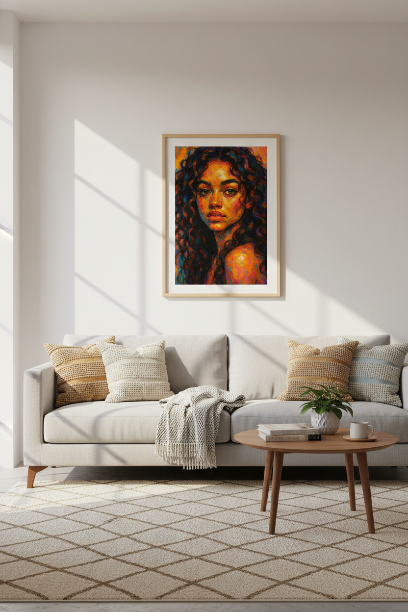 Impressionist Portrait Wall Art Print | Modern Abstract Female Art | Bold Colorful Room Decor | Gallery Wall Poster | Gift for Her