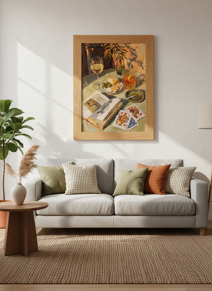 Impressionist Still Life Print | Cozy Evening Home Decor | Bar Cart Painting