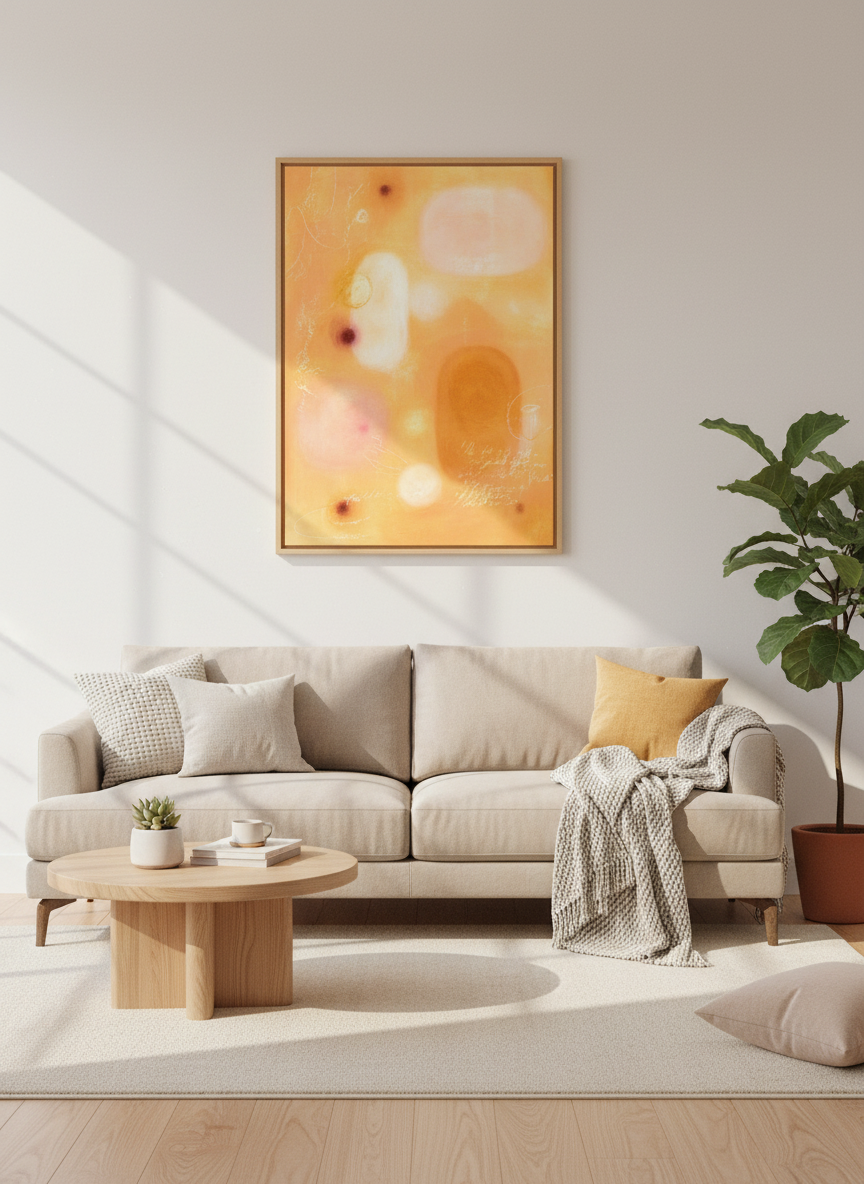 Abstract Warm Wall Art Print | Boho Living Room Decor | Minimalist Poster Orange Blush