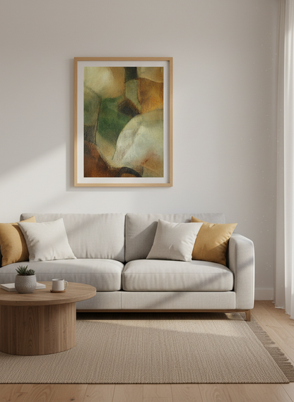 Abstract Earth Tones Framed Wall Art Print | Boho Living Room Decor | Organic Aesthetic Poster