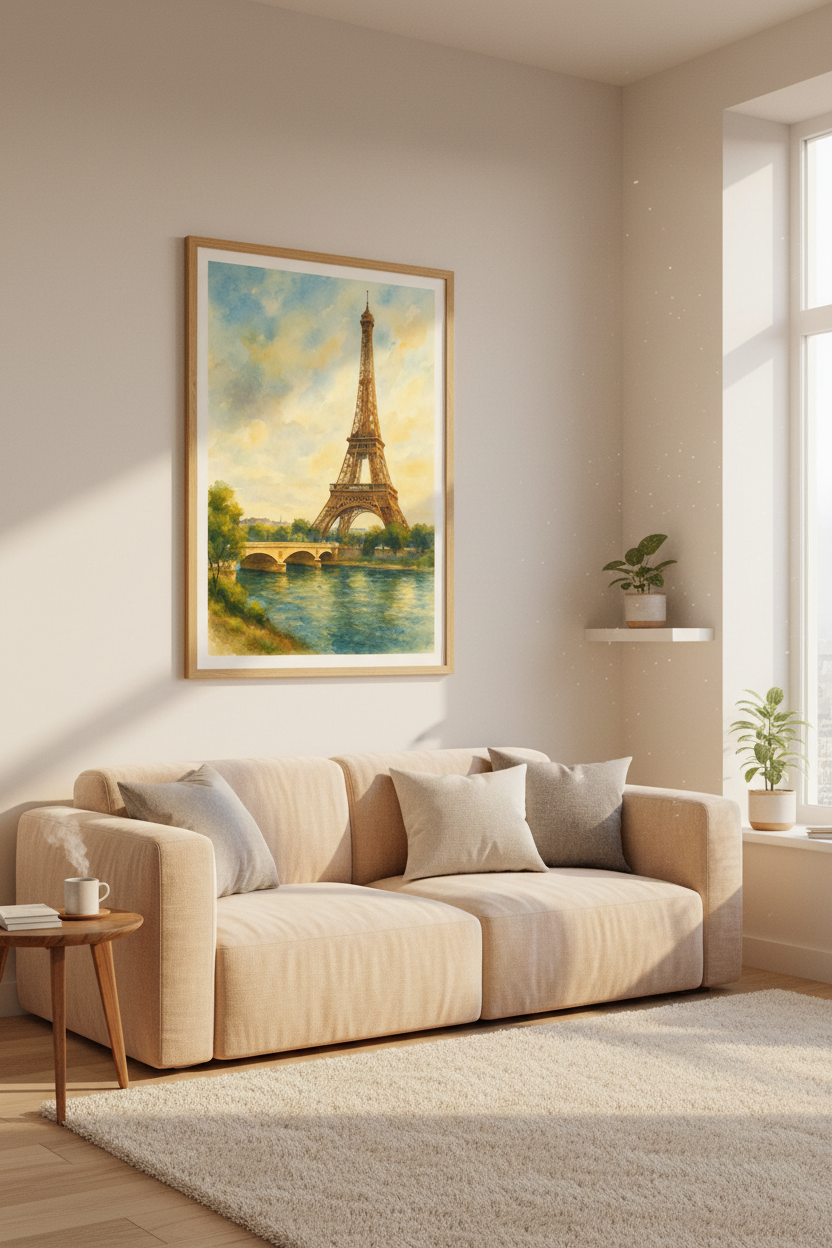 Watercolor Paris Eiffel Tower Wall Art Print | Living Room Decor | European Landscape Poster | Travel Art Bedroom Boho