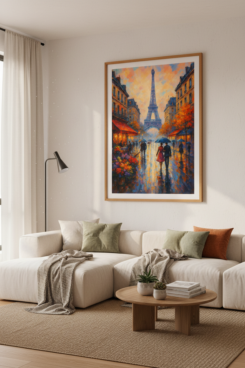 Impressionist Paris Eiffel Tower Wall Art | Romantic Cityscape Decor | Vibrant Oil Painting Poster Print