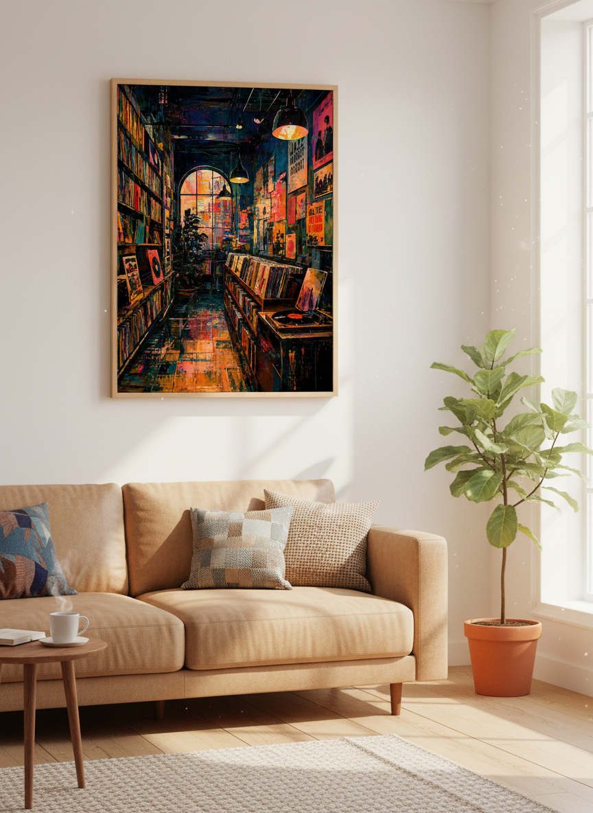 Abstract Record Store Wall Art | Music Lover Gift, Aesthetic Room Decor Poster