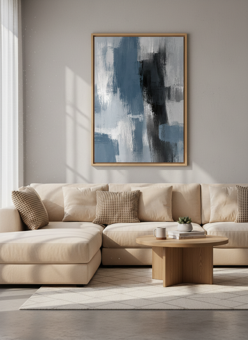 Abstract Brushstroke Wall Art Print | Modern Living Room Decor | Neutral Aesthetic Framed Poster | Ready to Hang Art