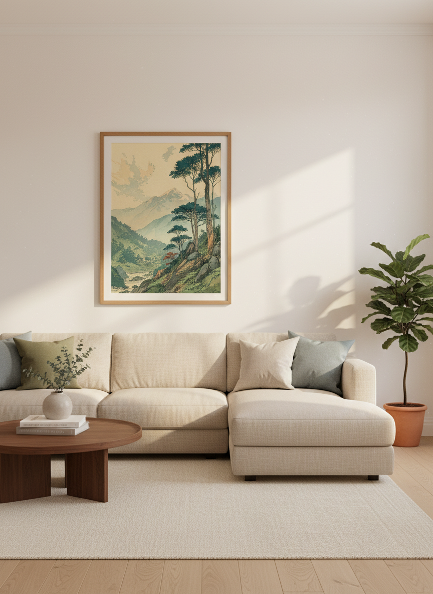 Zen Mountain Landscape Print | Japanese Art, Nature Home Decor | Asian Wall Art