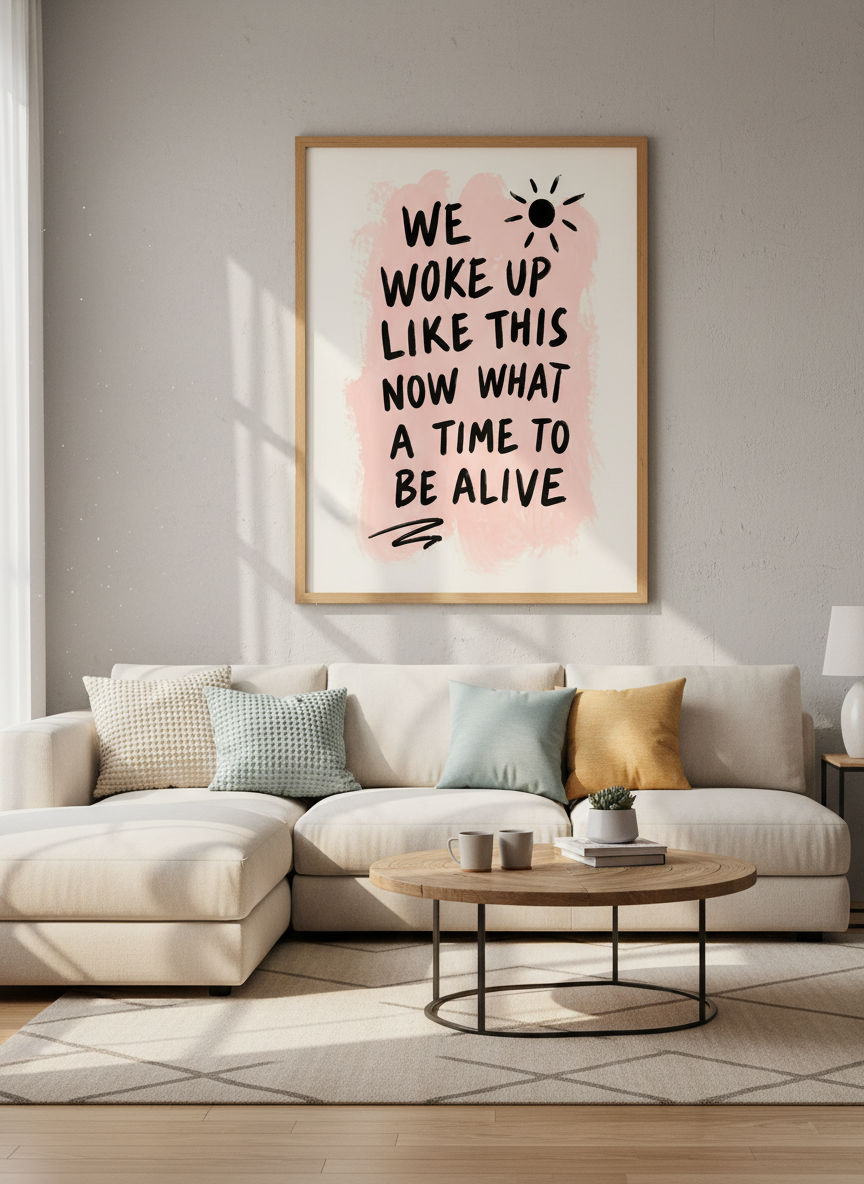 Inspirational Quote Art | Positive Vibes, Aesthetic Brush Stroke | Home Decor