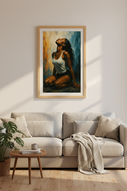 Abstract Expressionist Woman Wall Art Print | Bedroom Decor | Spiritual Empowerment Poster | Black Woman Art