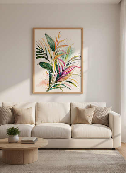 Vibrant Tropical Palm Art Print | Colorful Botanical Decor, Eclectic Bohemian Poster