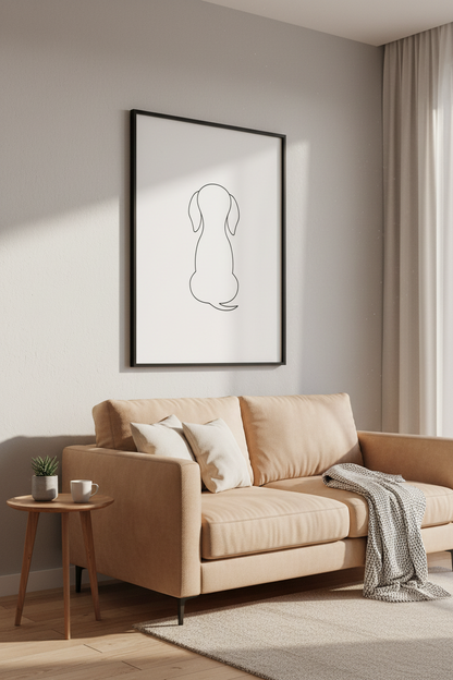 Minimalist Dog Line Art Print | Dachshund Wall Art | Abstract Small Dog Poster | Modern Pet Home Decor | Animal Wall Hanging