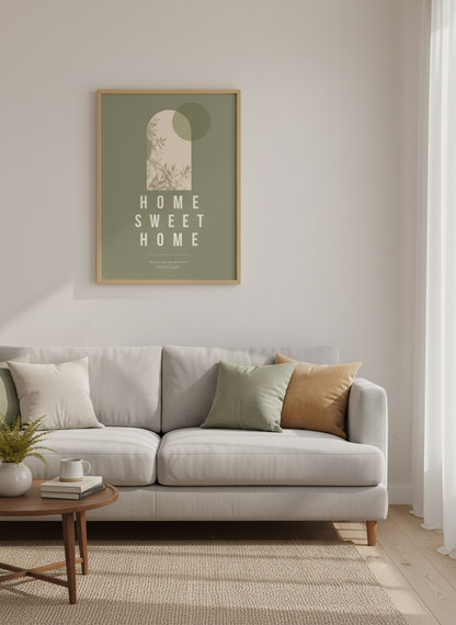 Home Sweet Home Arch Print | Sage Neutral Decor | Boho Minimalist Wall Art