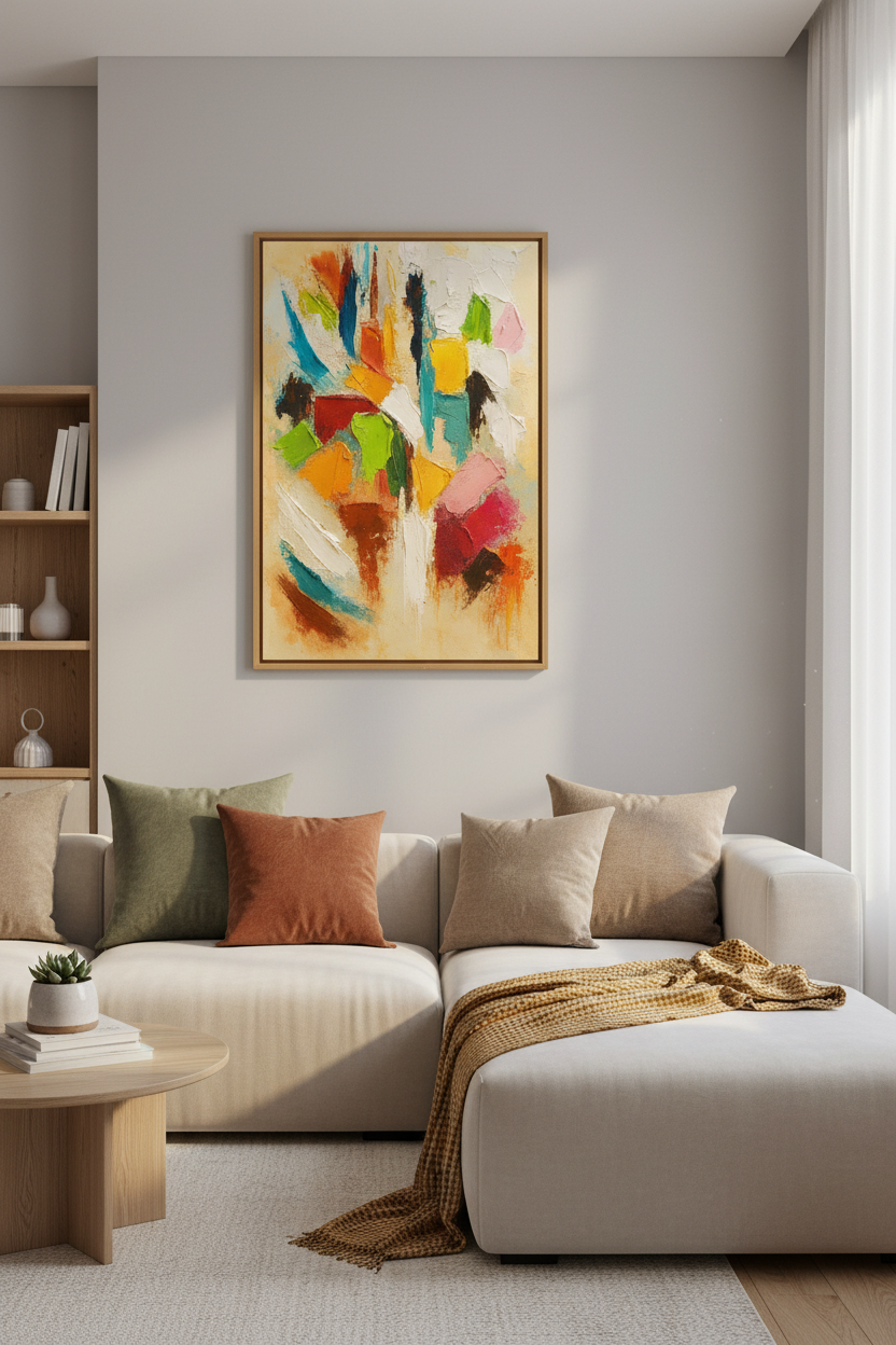 Abstract Impressionist Oil Paint Wall Art Print | Boho Living Room Decor | Colorful Textured Art Poster Gift