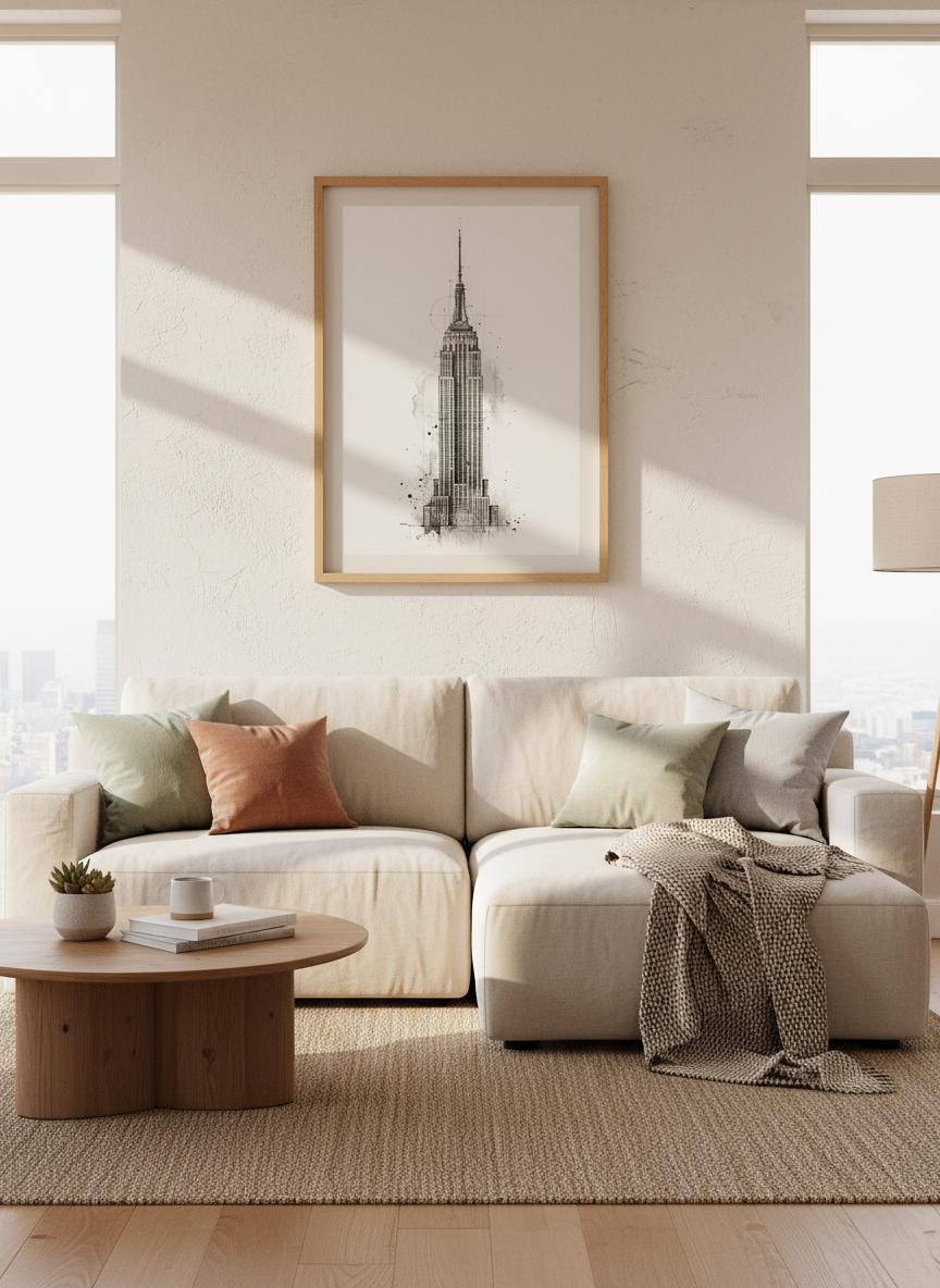 Empire State Building Sketch Art Print | NYC Skyline Decor, Architectural Drawing Poster