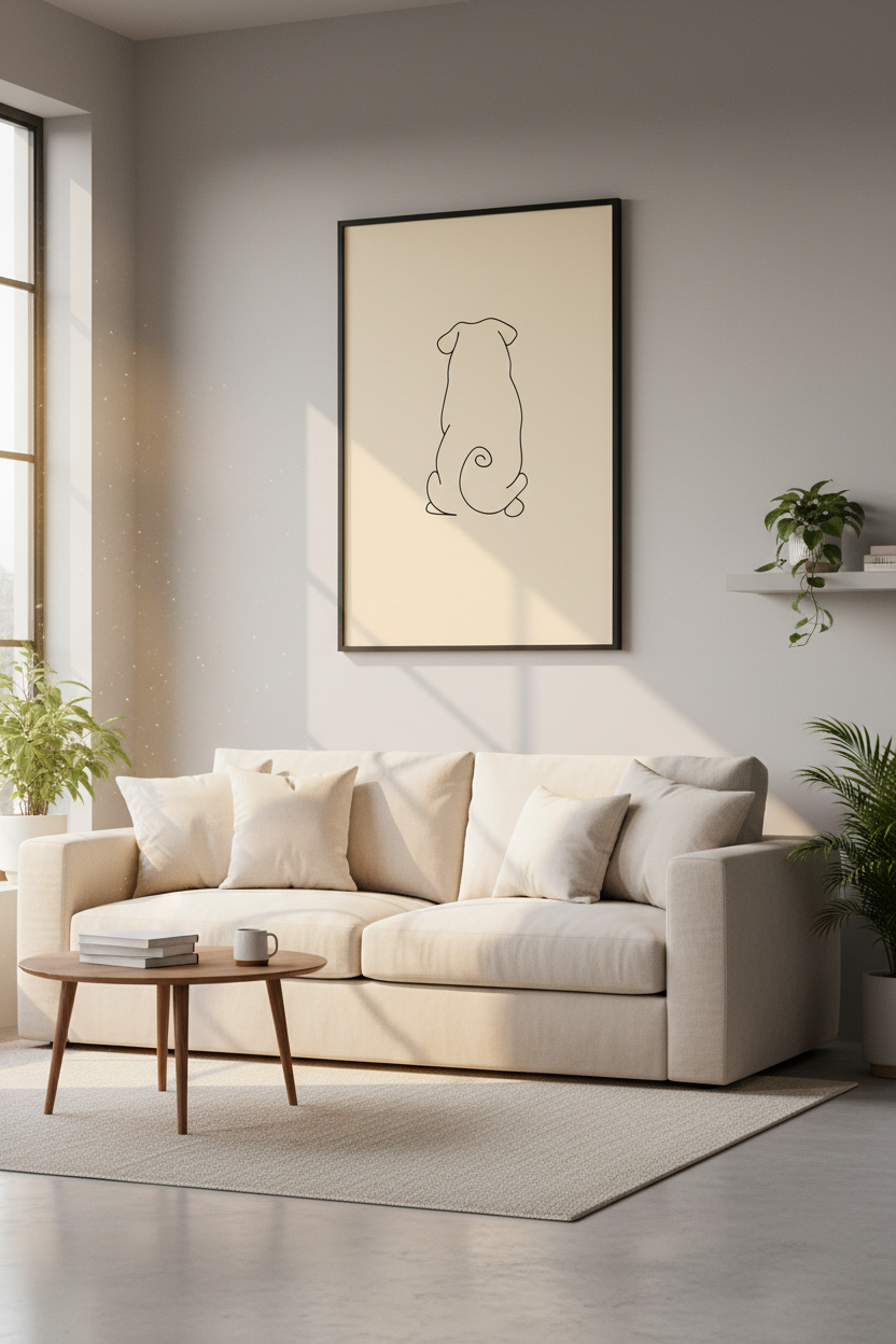 Minimalist Pug Line Art Print, One Line Dog Wall Art, Modern Pet Poster, Cute Animal Home Decor, Abstract Pug Wall Hanging, Dog Lover Gift
