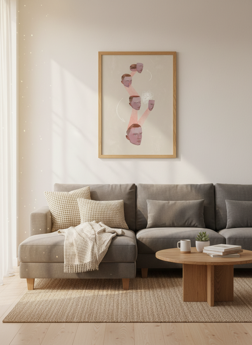 Abstract Faces Psychology Wall Art | Therapy Office Decor | Mental Health Poster