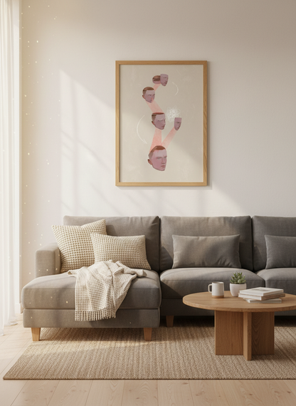 Abstract Faces Psychology Wall Art | Therapy Office Decor | Mental Health Poster