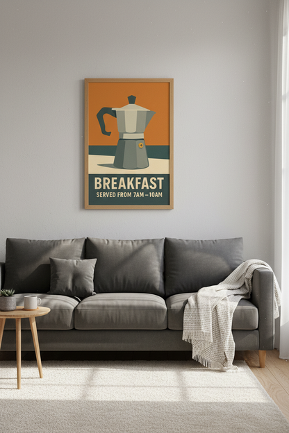 Retro Coffee Moka Pot Kitchen Wall Art Print | Dining Room Decor | Mid-Century Modern Minimalist Boho Poster
