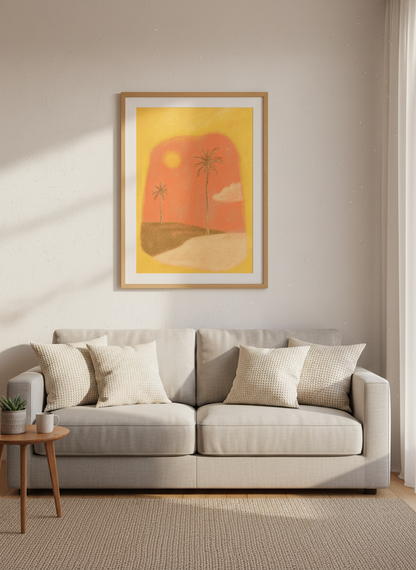 Desert Dream Palm Tree Art | Mid-Century Modern Sunset Poster | Boho Wall Decor