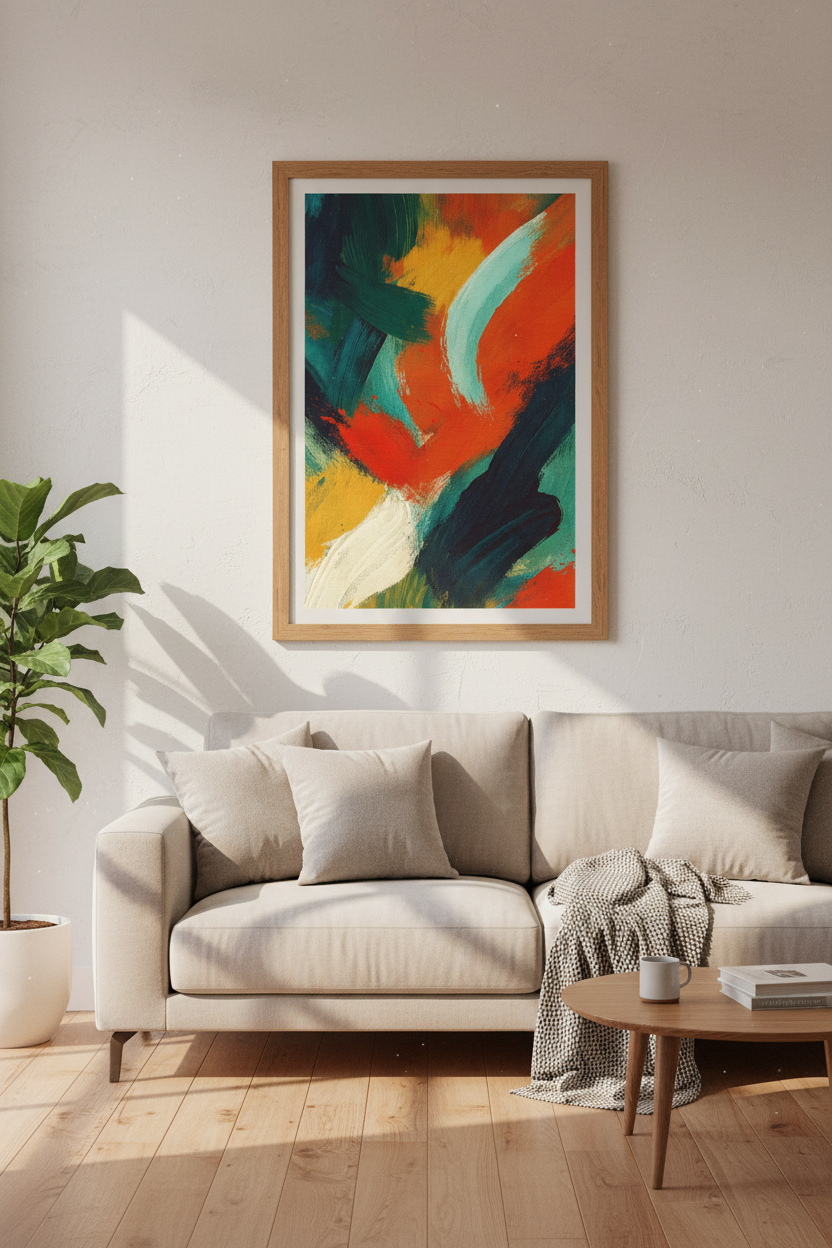 Abstract Colorful Art Brushstrokes Wall Art | Living Room Decor | Vibrant Modern Poster Print | Digital Download Avaliable