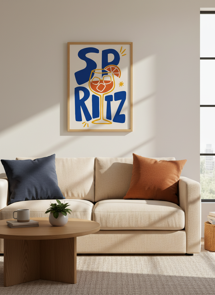 Spritz Cocktail Wall Art | Retro Bar Cart Decor | Fun Kitchen Poster Drink Print
