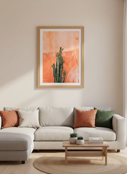 Desert Cactus Wall Art Print | Boho Living Room Decor | Terracotta Aesthetic Poster