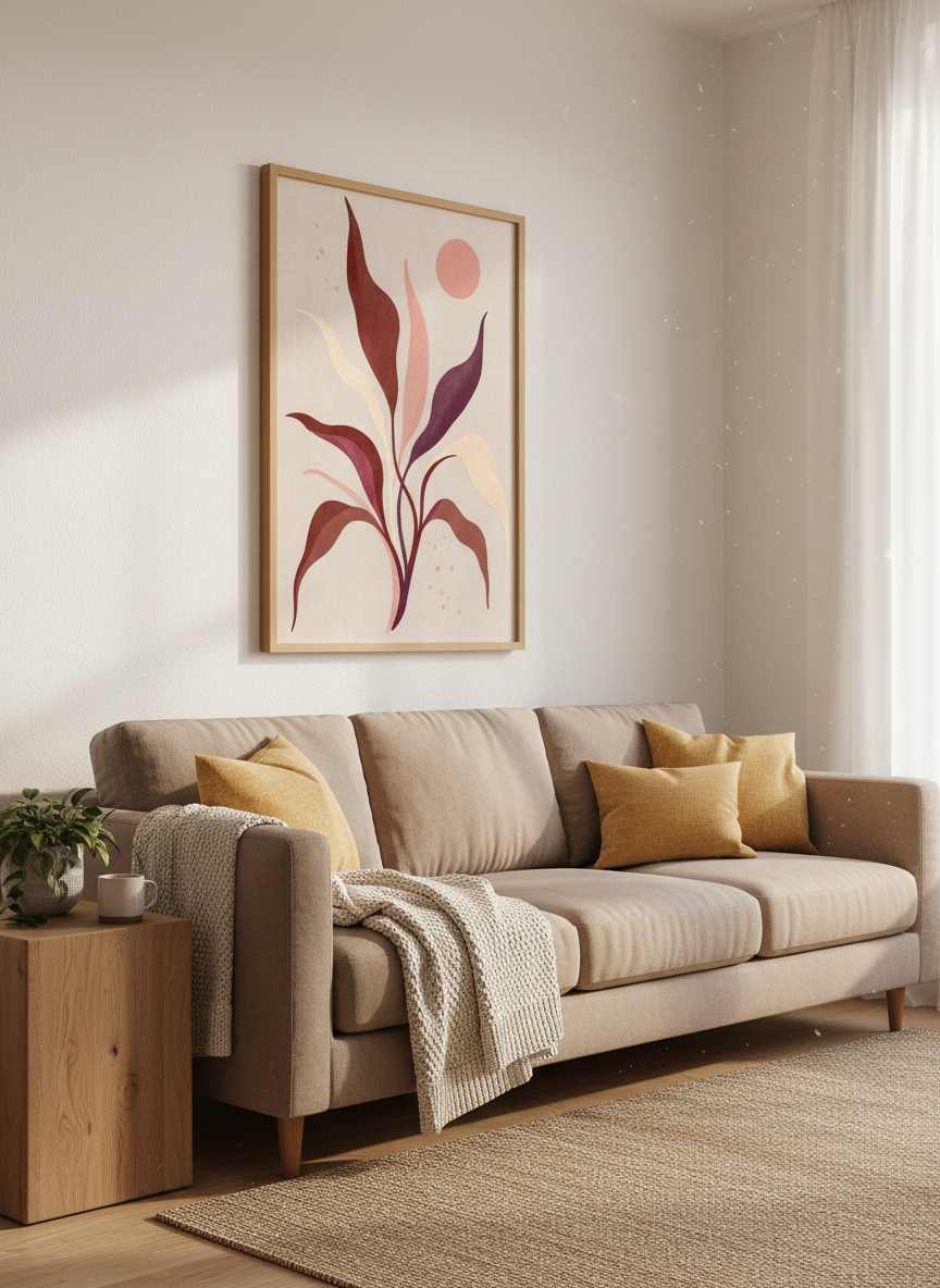 Abstract Botanical Art Print | Mid Century Modern Wall Decor | Minimalist Poster