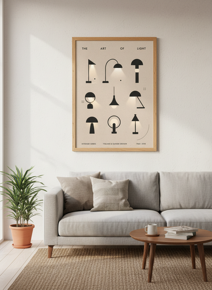 Minimalist Lamp Wall Art | Mid Century Modern Scandinavian Design Decor | Gift for Home