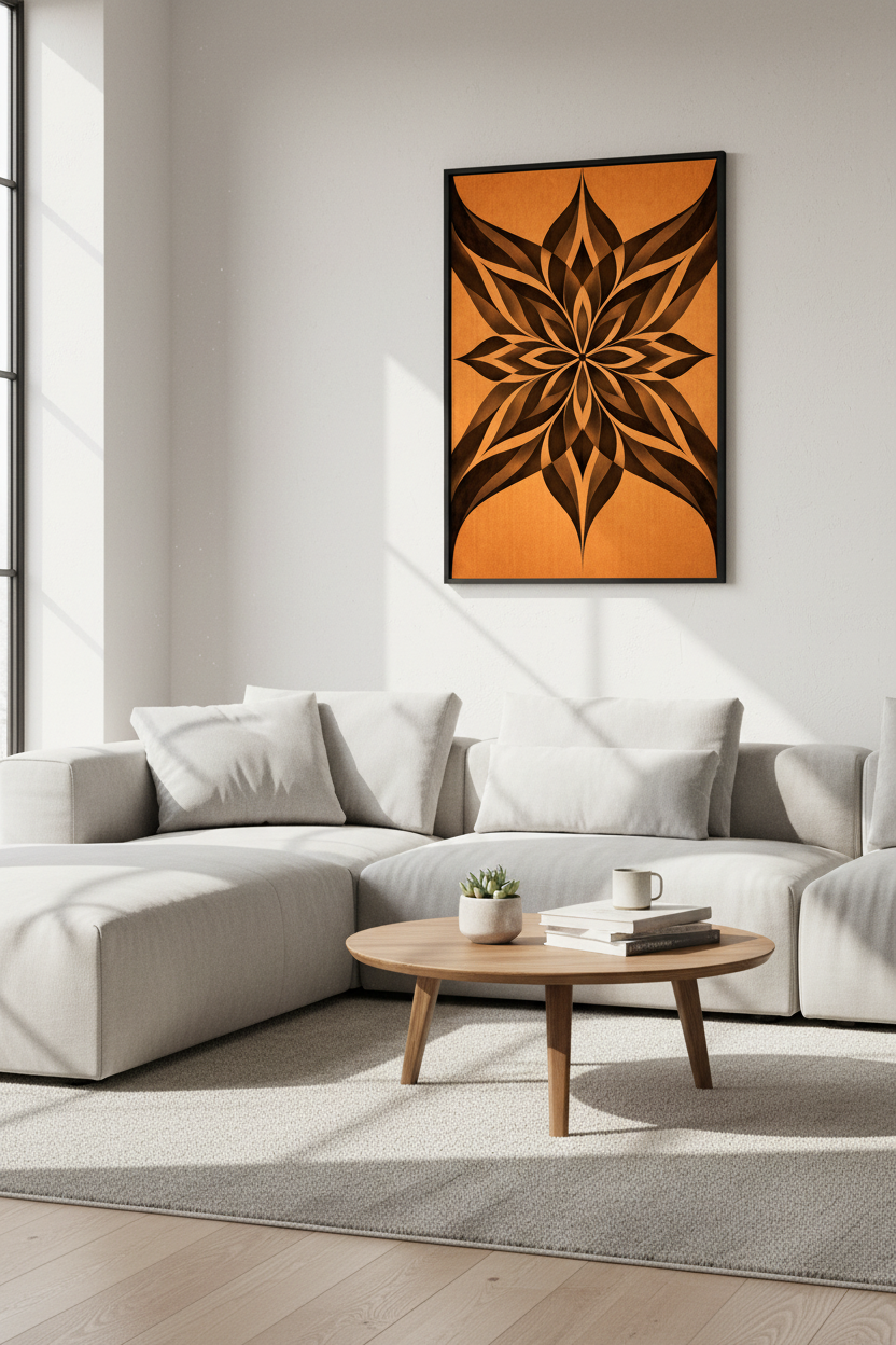 Abstract Floral Wall Art Print | Boho Living Room Decor | Mid Century Modern Bohemian Poster | Geometric Flower Art