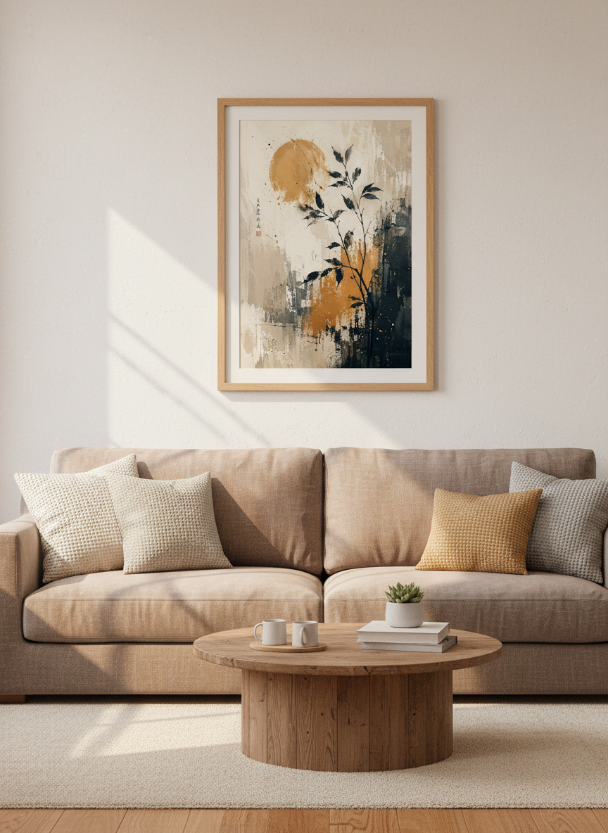 Zen Branch Wall Art Print | Abstract Landscape Decor | Botanical Poster