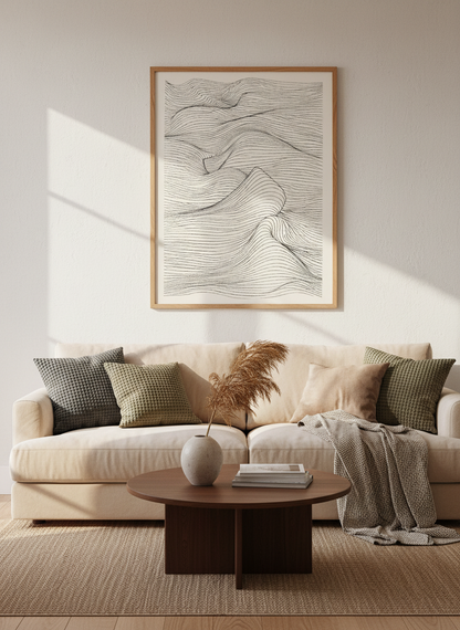 Abstract Topography Wall Art Print | Modern Living Room Decor | Minimalist Framed Poster | Ready to Hang Line Art