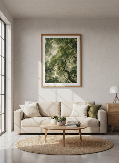 Enchanted Forest Canopy | Green Nature Art Print, Woodland Decor