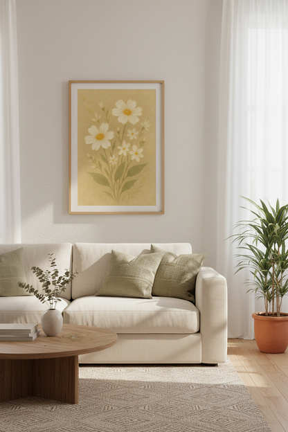 Impressionist White Daisy Floral Wall Art Print | Boho Bedroom Decor | Rustic Farmhouse Flower Poster | Botanical Gallery Wall