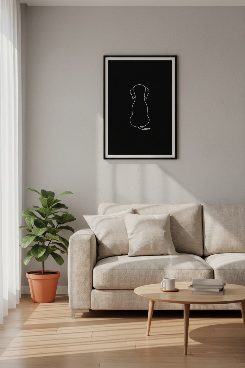 Minimalist Dog Line Art Print | Dachshund Wall Art Poster | Modern Pet Home Decor | Black &amp; White Animal Outline Art Print